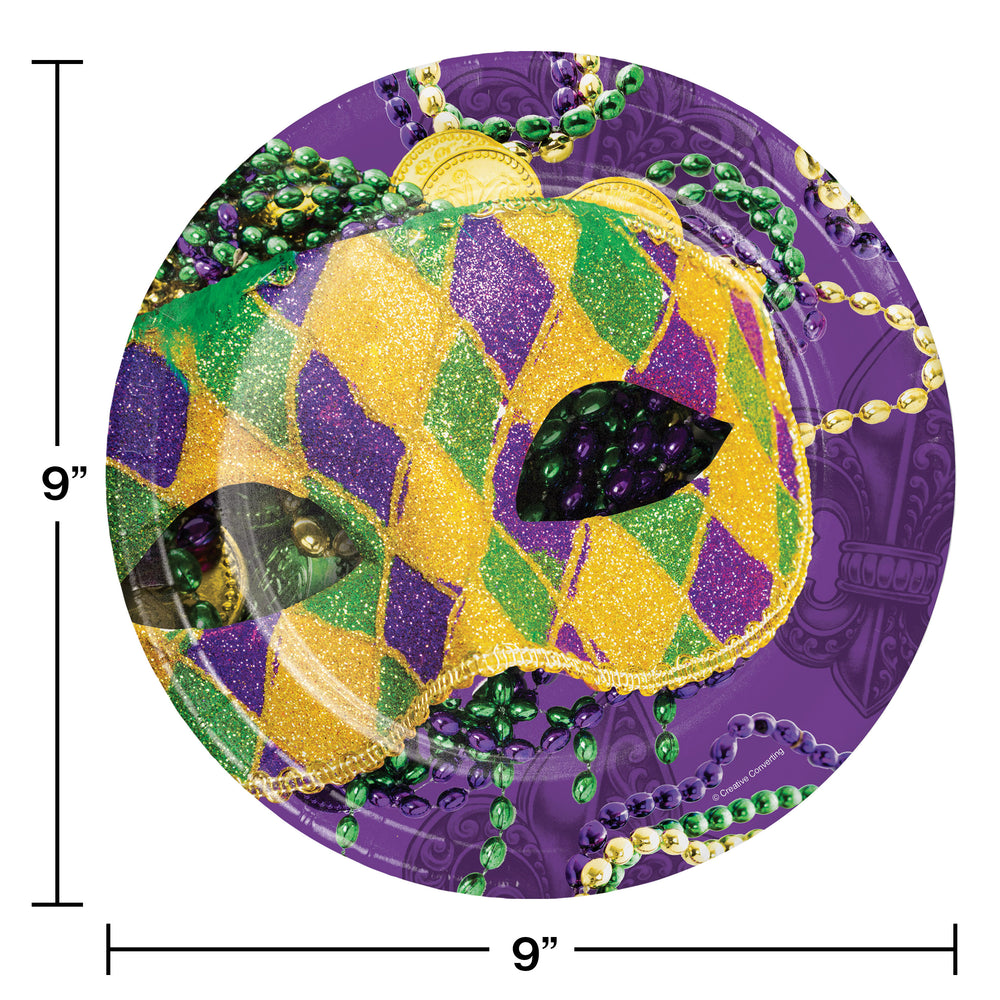 Mardi Gras Masks 9in Dinner Plates 8ct | Mardi Gras