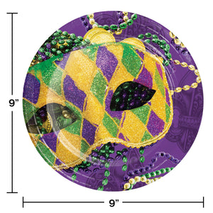 Mardi Gras Masks 9in Dinner Plates 8ct | Mardi Gras