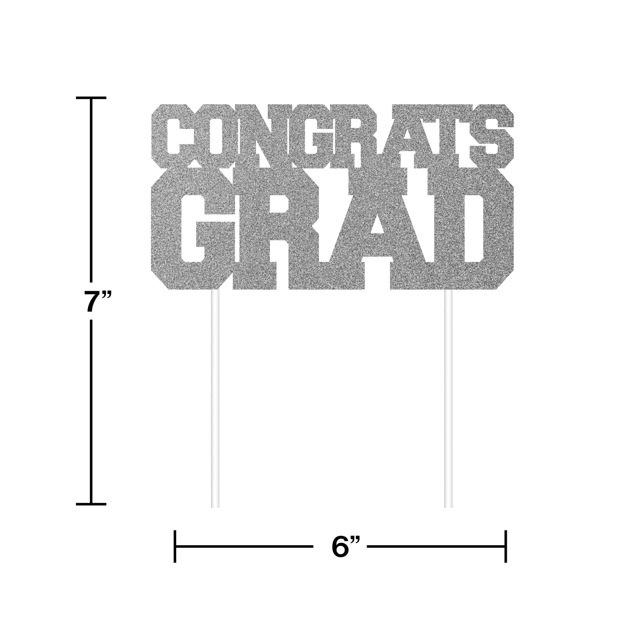 Silver Congrats Grad Cake Topper | Graduation