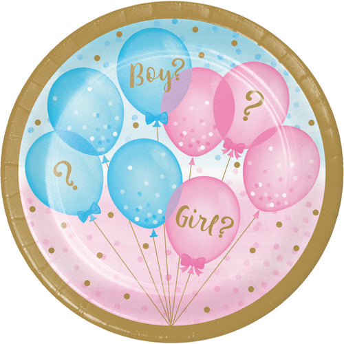 Gender Reveal Balloons 7in Cake Plates 8ct | Baby Shower