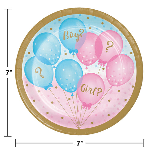 Gender Reveal Balloons 7in Cake Plates 8ct | Baby Shower