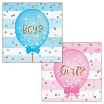 Gender Reveal Balloons Beverage Napkins 16ct | Baby Shower