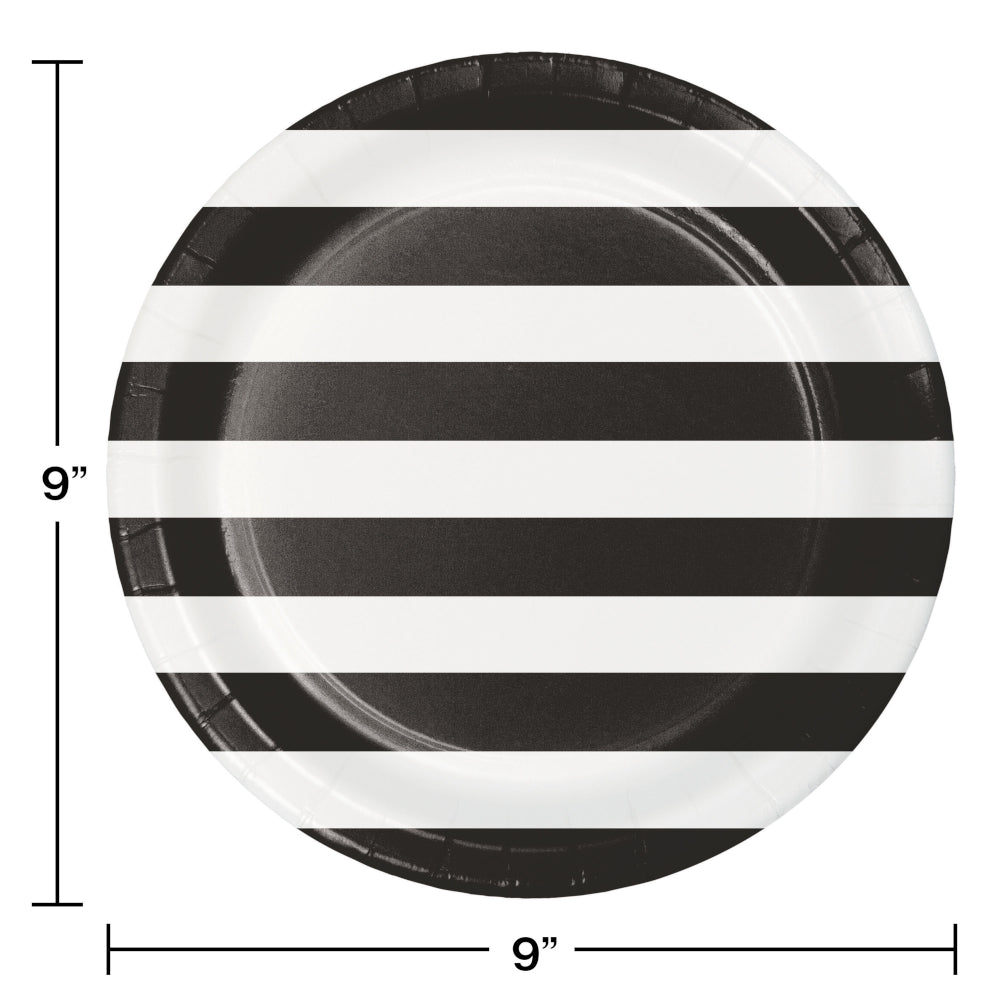 Black & White Stripe Dinner Plates 8ct | General Entertaining