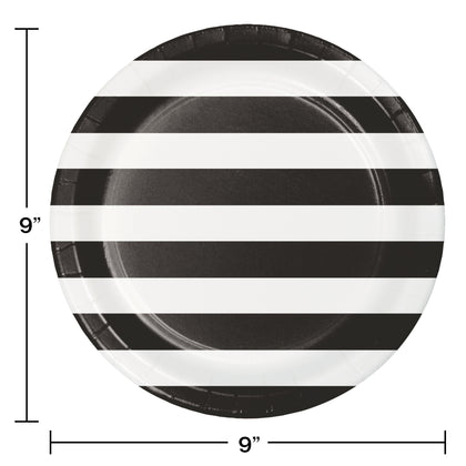 Black & White Stripe Dinner Plates 8ct | General Entertaining