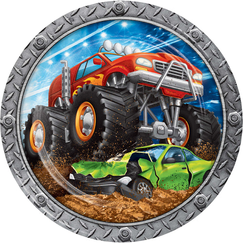 Monster Truck Rally 9in Paper Plates 8ct | Kid's Birthday