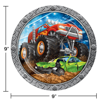 Monster Truck Rally 9in Paper Plates 8ct | Kid's Birthday
