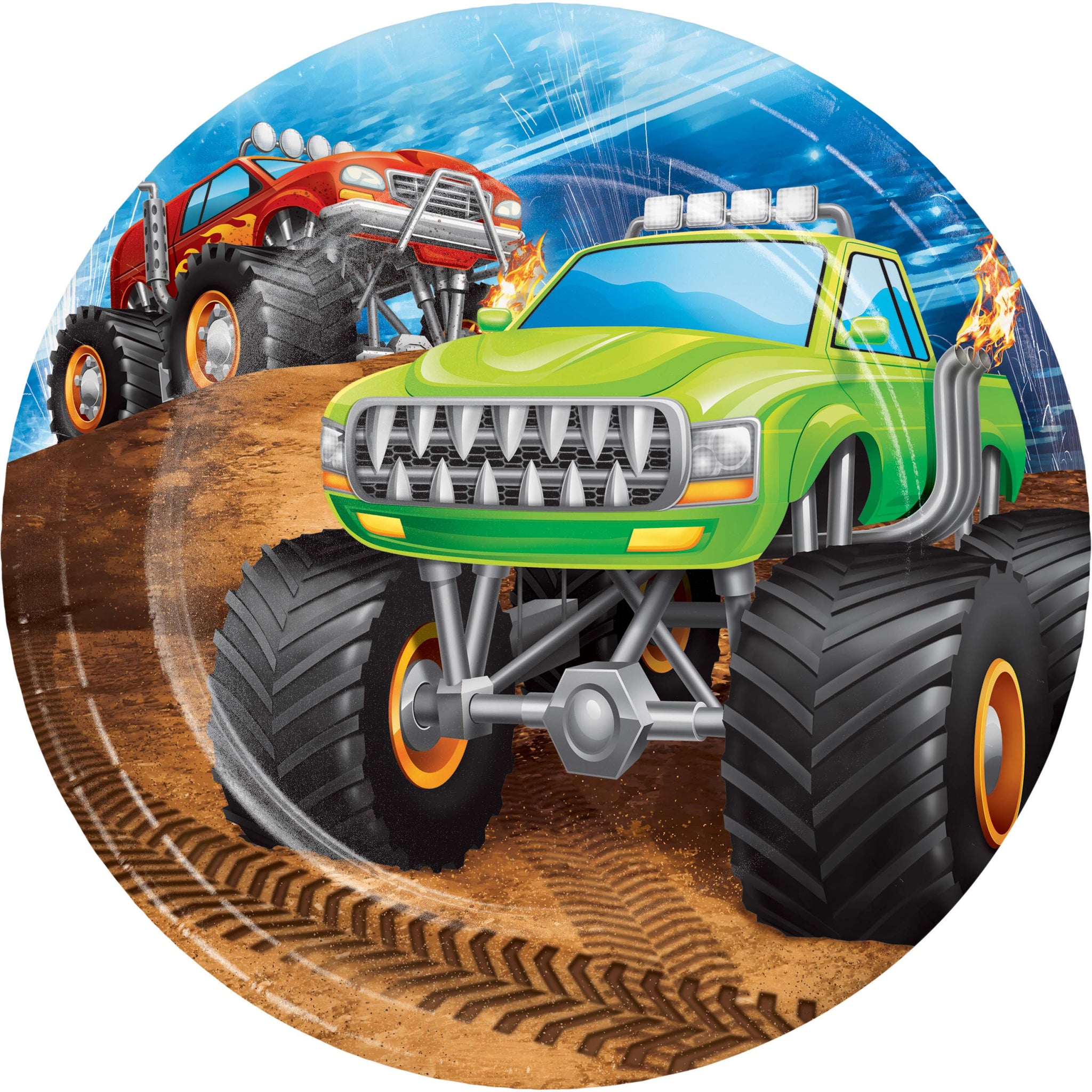 7in Monster Truck Rally Plates 8ct | Kid's Birthday