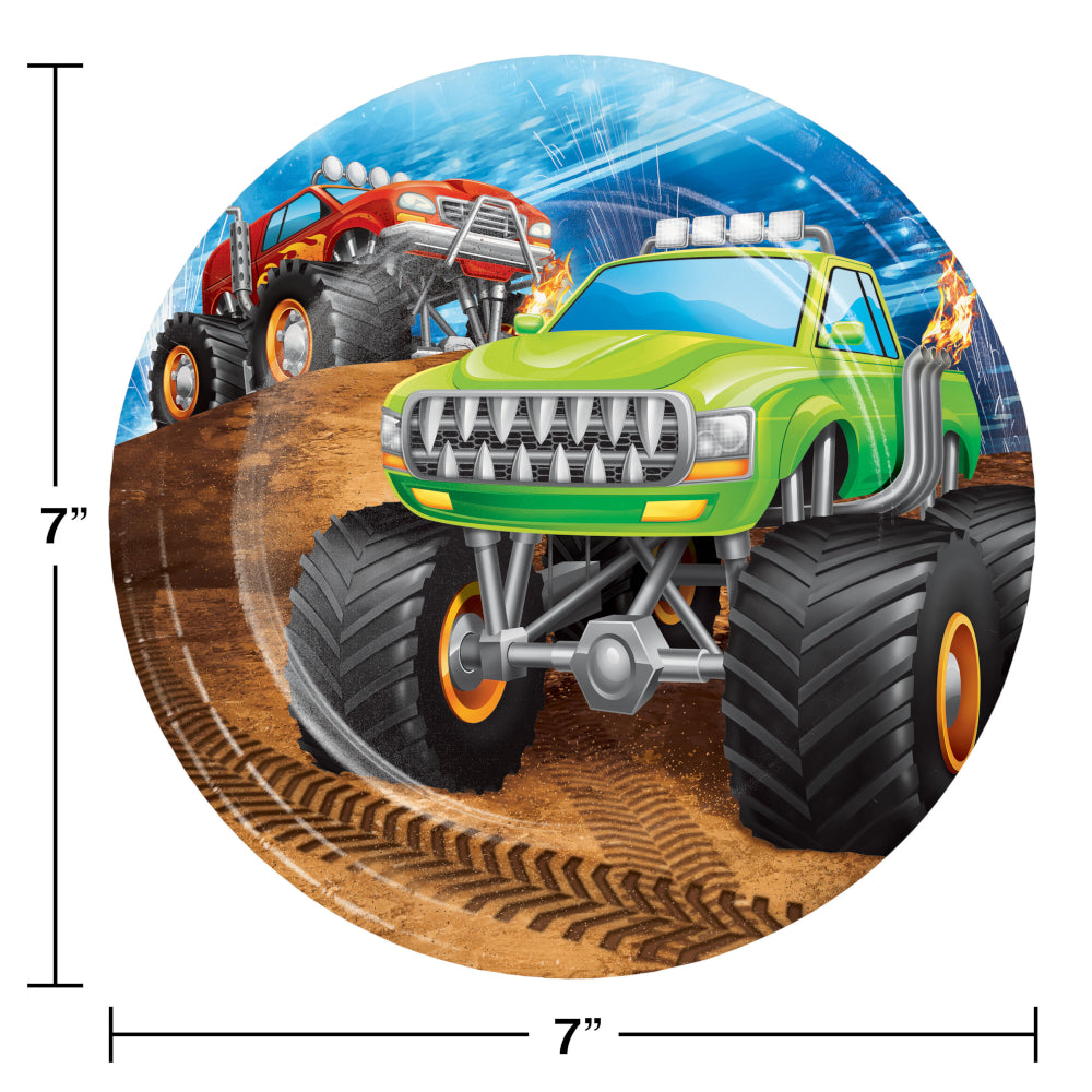 7in Monster Truck Rally Plates 8ct | Kid's Birthday