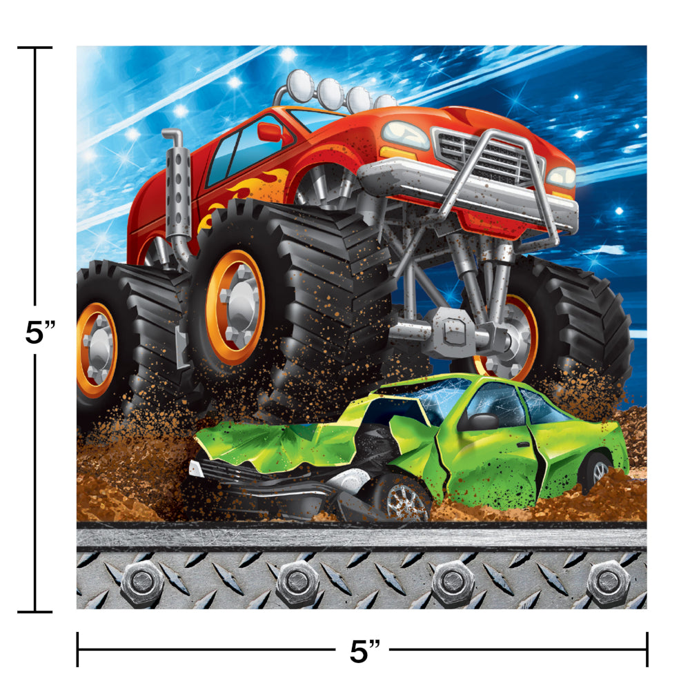Monster Truck Rally Beverage Napkins 16ct | Kid's Birthday