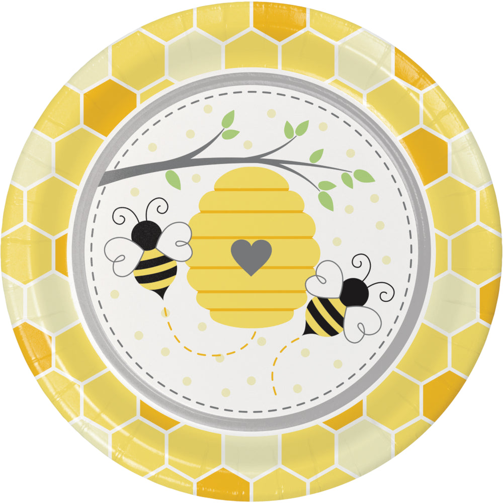 Bumblebee Paper 9in Salad Plates 8ct  | Baby Shower