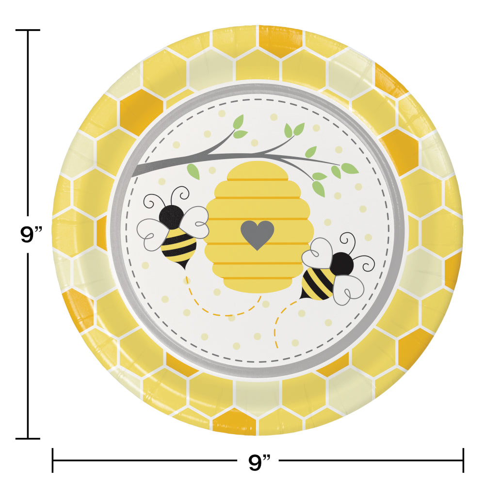 Bumblebee Paper 9in Salad Plates 8ct  | Baby Shower