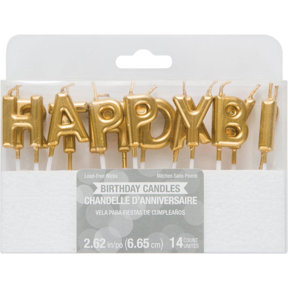 Gold Happy Birthday Candles | Candles