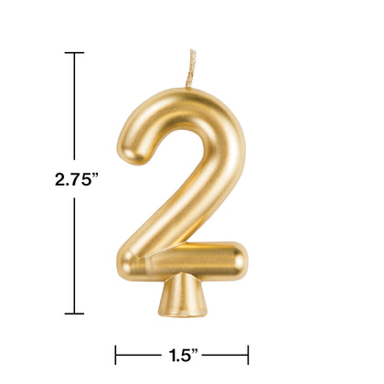 Gold Numeral 2 Birthday Candle | Candles