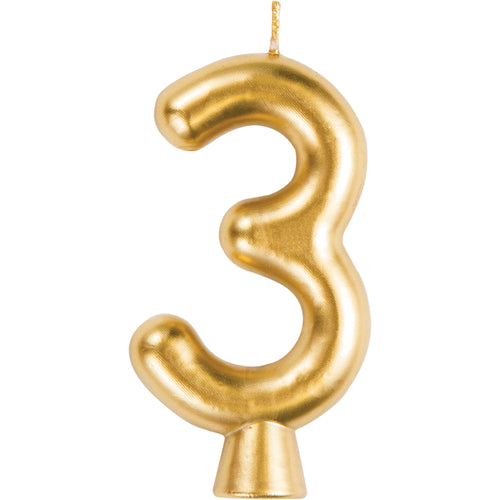 Gold Numeral 3 Birthday Candle | Candles