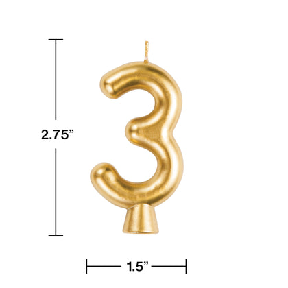 Gold Numeral 3 Birthday Candle | Candles