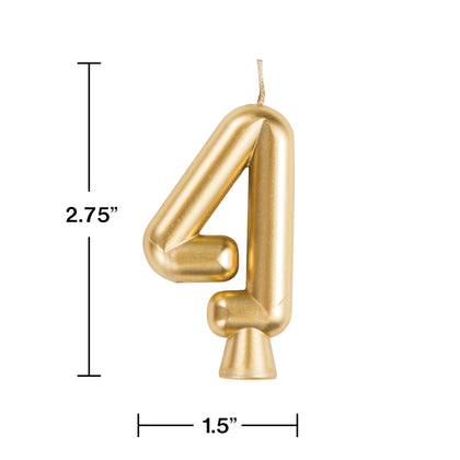 Gold Numeral 4 Birthday Candle | Candles