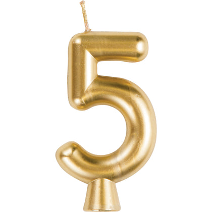 Gold Numeral 5 Birthday Candle | Candles