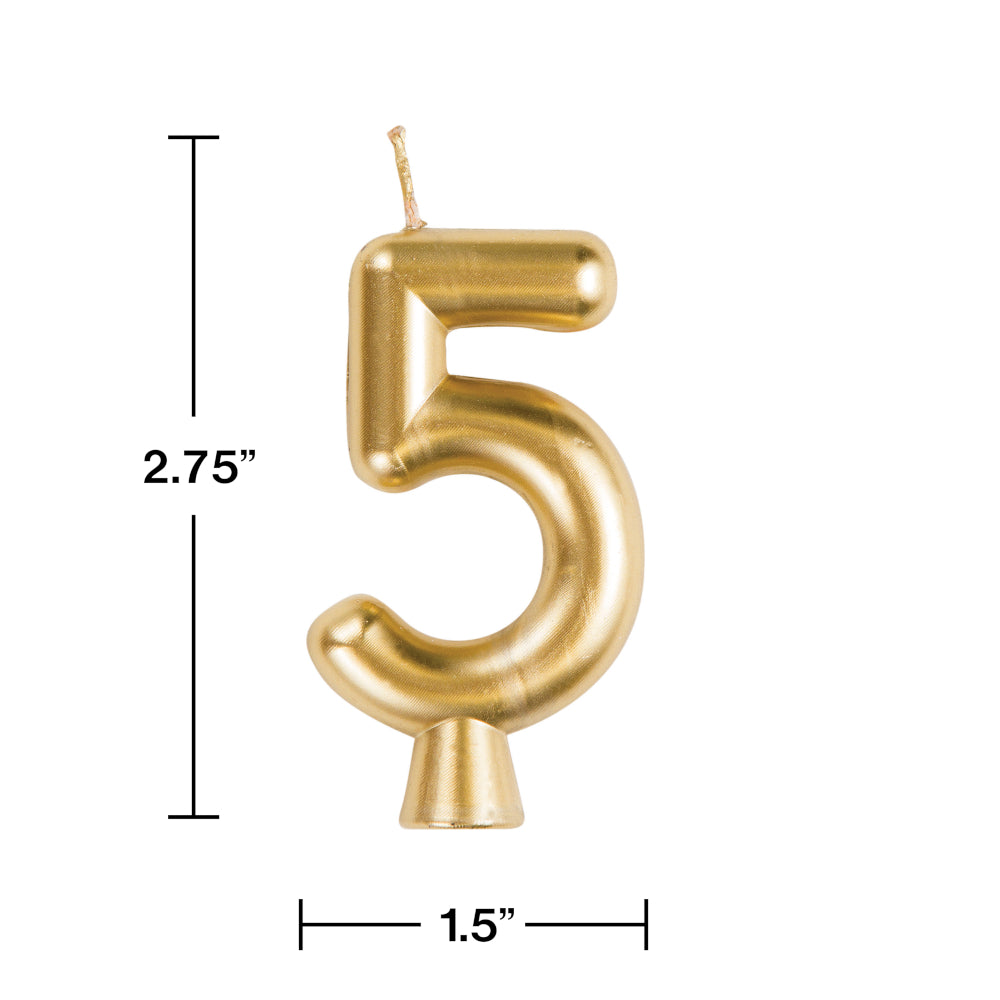 Gold Numeral 5 Birthday Candle | Candles