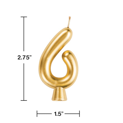 Gold Numeral 6 Birthday Candle | Candles