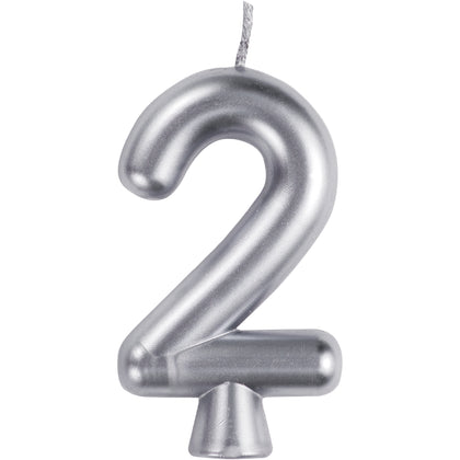 Silver Numeral 2 Birthday Candles | Candles