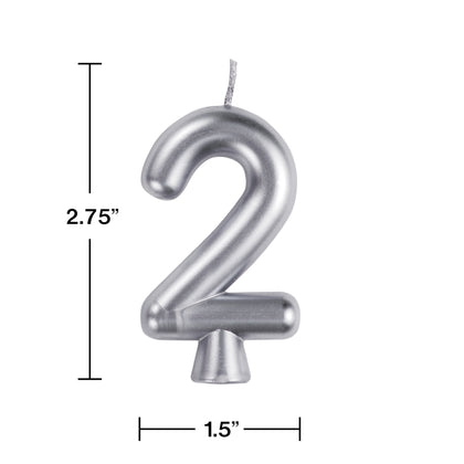 Silver Numeral 2 Birthday Candles | Candles