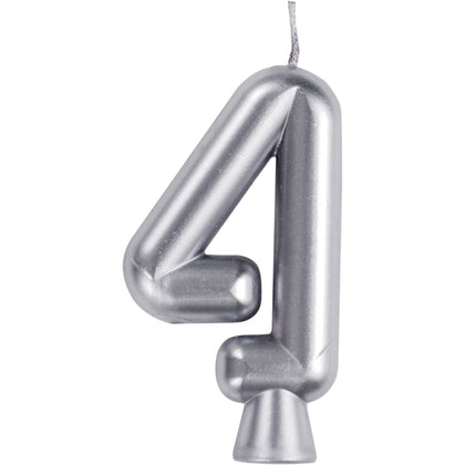Silver Numeral 4 Birthday Candles  | Candles