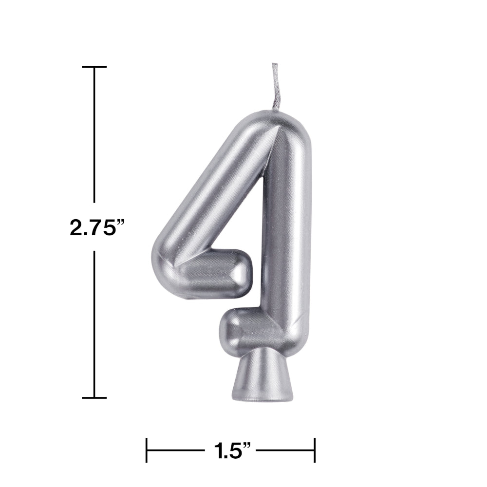 Silver Numeral 4 Birthday Candles  | Candles