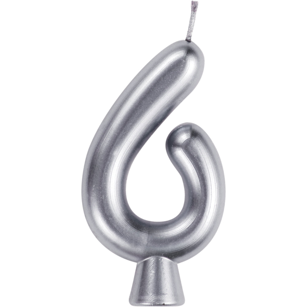 Silver Numeral 6 Birthday Candles  | Candles