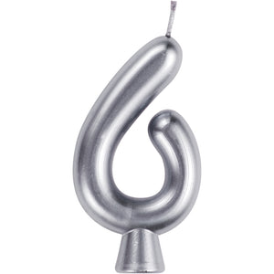 Silver Numeral 6 Birthday Candles  | Candles