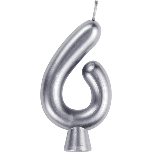 Silver Numeral 6 Birthday Candles  | Candles