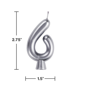 Silver Numeral 6 Birthday Candles  | Candles
