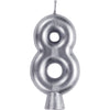 Silver Numeral 8 Birthday Candles  | Candles
