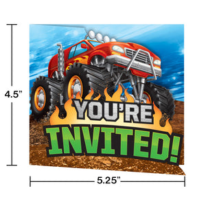 Monster Truck Rally Invitations 8ct | Kid's Birthday