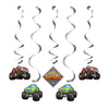 Monster Truck Rally Swirl Decorations 5ct | Kid's Birthday