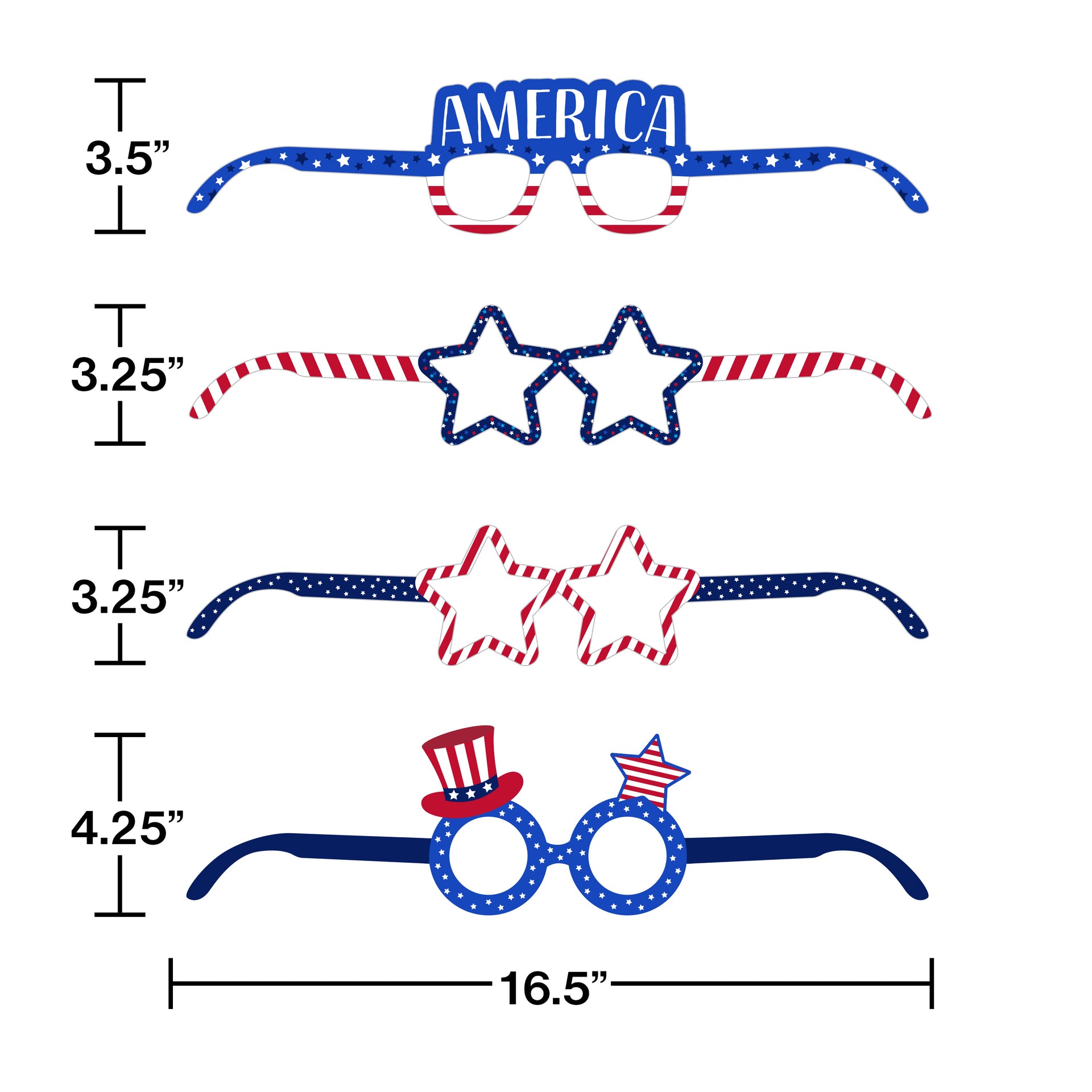 Patriotic Printed Paper Glasses | Patriotic