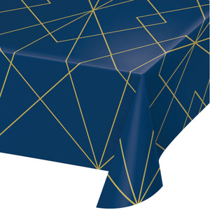Navy and Gold Plastic Table Cover | General Entertaining