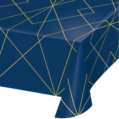 Navy and Gold Plastic Table Cover | General Entertaining