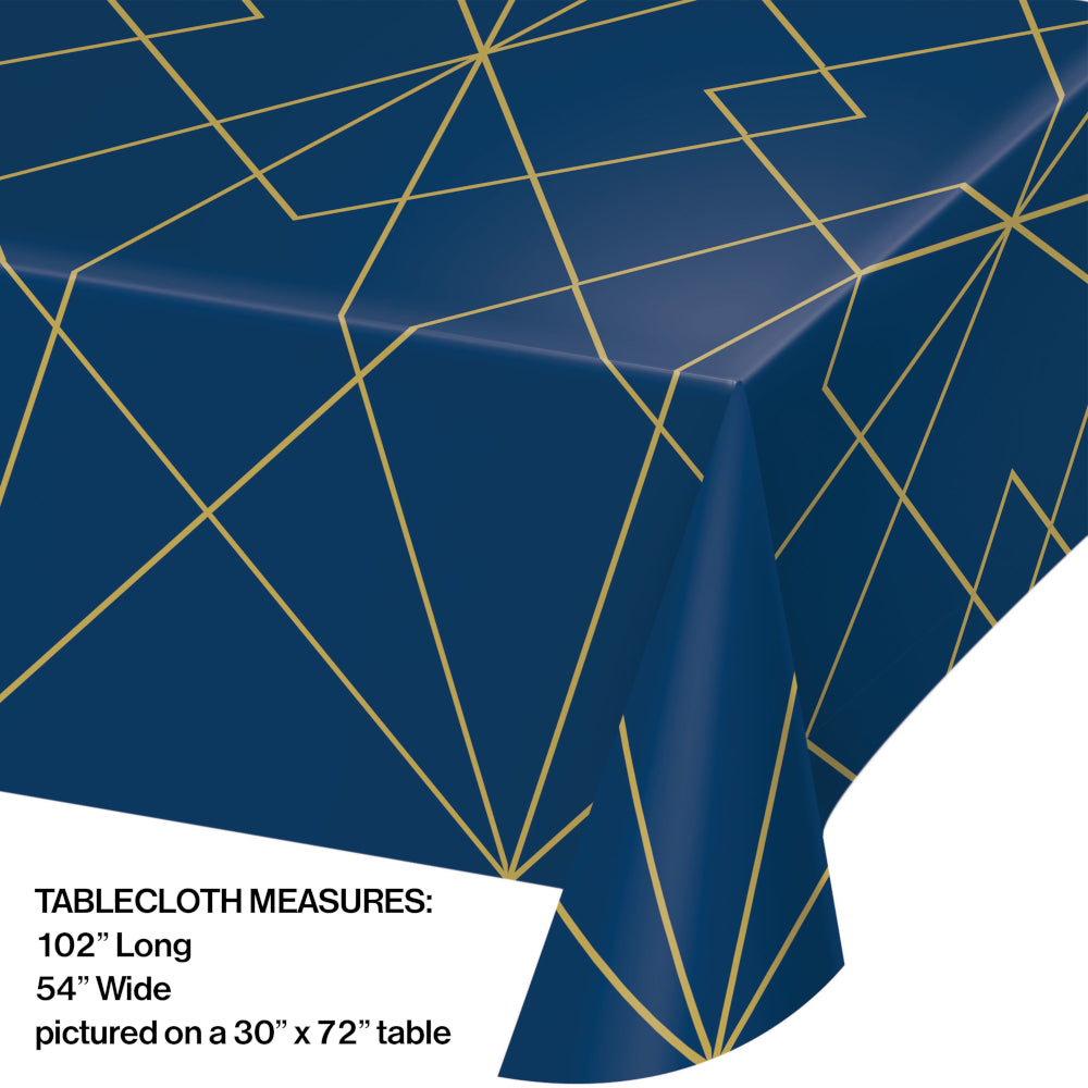 Navy and Gold Plastic Table Cover | General Entertaining