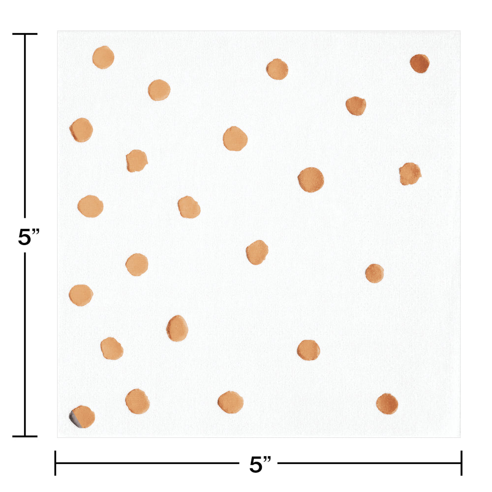 Rose Gold Foil Dot Beverage Napkins 16ct | General Entertaining