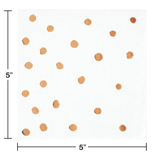 Rose Gold Foil Dot Beverage Napkins 16ct | General Entertaining