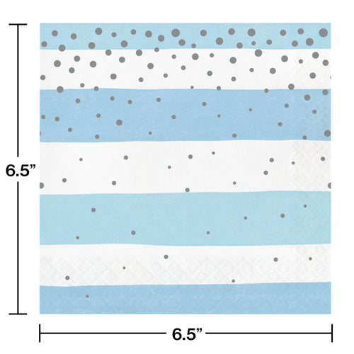 Blue Striped Luncheon Napkins 16ct | Baby Shower