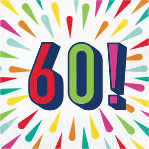60 Birthday Burst Luncheon Napkins 16ct  | Milestone Birthday