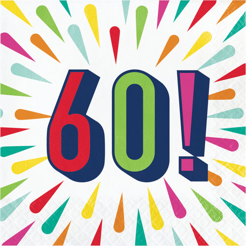 60 Birthday Burst Luncheon Napkins 16ct  | Milestone Birthday