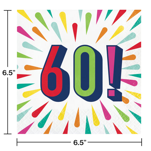 60 Birthday Burst Luncheon Napkins 16ct  | Milestone Birthday