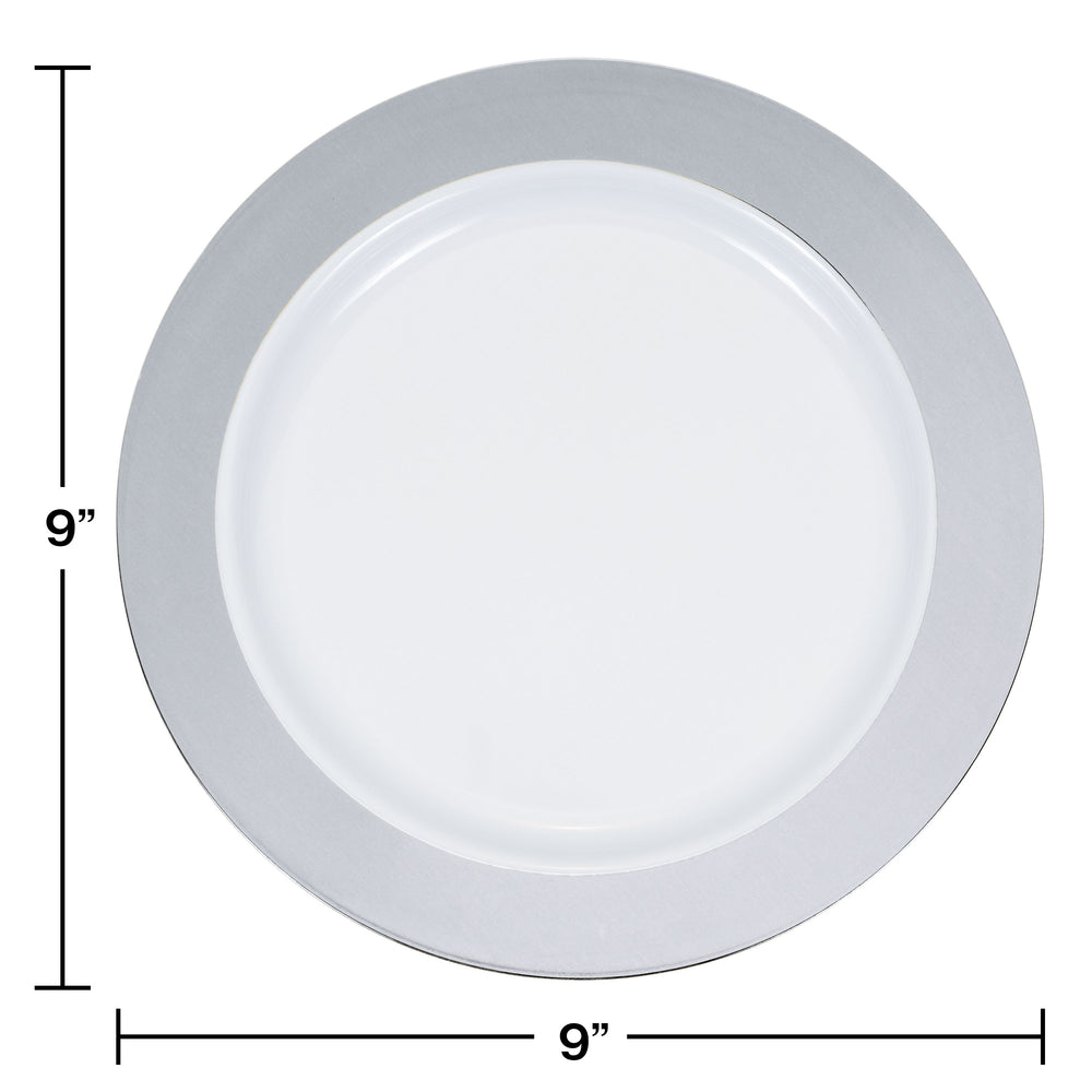 Silver Trim Plastic 9in Plates 10ct | General Entertaining