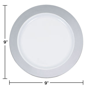 Silver Trim Plastic 9in Plates 10ct | General Entertaining