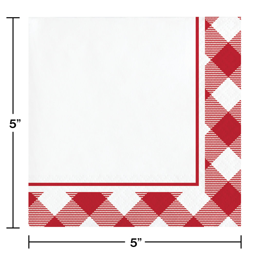 Classic Picnic Gingham Beverage Napkins 16ct | Summer