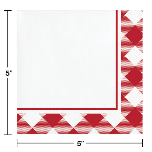 Classic Picnic Gingham Beverage Napkins 16ct | Summer