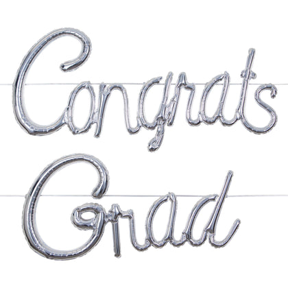 Silver Congrats Grad Balloon Banner | Graduation