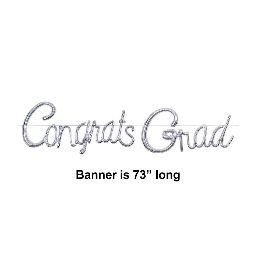 Silver Congrats Grad Balloon Banner | Graduation